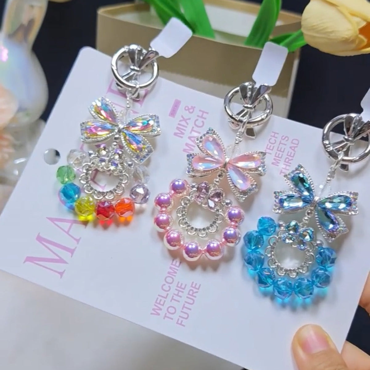 Crystal Bow & Wreath Charm